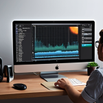 **A person working from home with white noise playing in the background, creating a focused workspace with a timer.**
